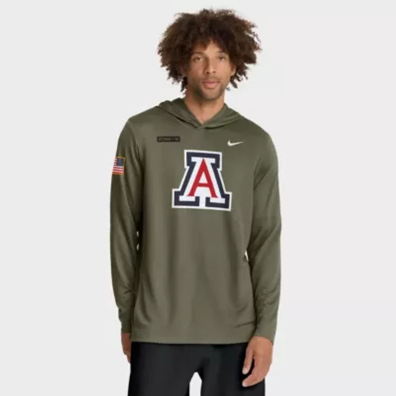 NCAA Nike Arizona Wildcats 2025 Military Appreciation Dri-FIT Long Sleeve Hoodie T-Shirt