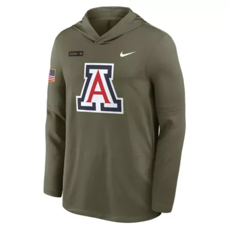 NCAA Nike Arizona Wildcats 2025 Military Appreciation Dri-FIT Long Sleeve Hoodie T-Shirt