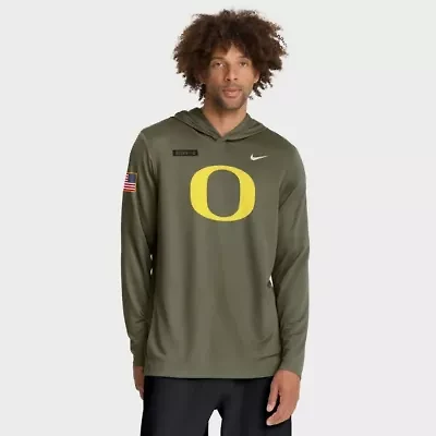 NCAA Nike Oregon Ducks 2025 Military Appreciation Dri-FIT Long Sleeve Hoodie T-Shirt