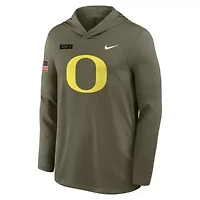 NCAA Nike Oregon Ducks 2025 Military Appreciation Dri-FIT Long Sleeve Hoodie T-Shirt