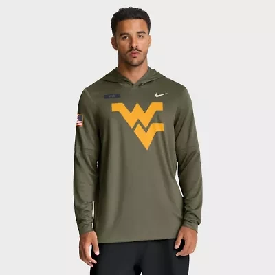 NCAA Nike West Virginia Mountaineers 2025 Military Appreciation Dri-FIT Long Sleeve Hoodie T-Shirt