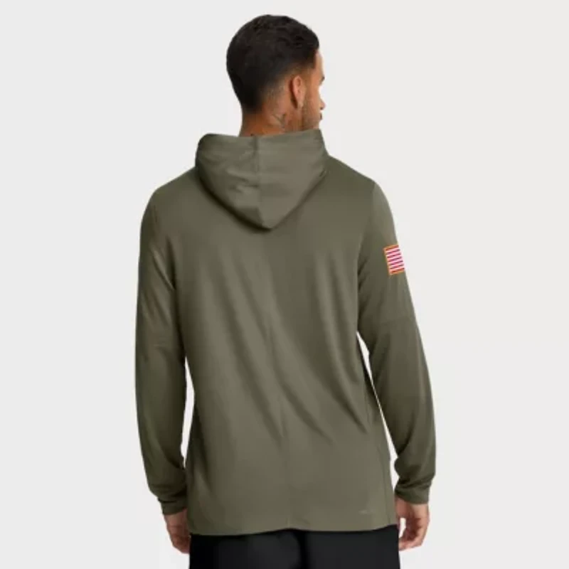 NCAA Nike West Virginia Mountaineers 2025 Military Appreciation Dri-FIT Long Sleeve Hoodie T-Shirt