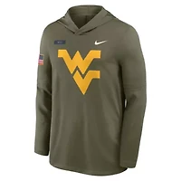 NCAA Nike West Virginia Mountaineers 2025 Military Appreciation Dri-FIT Long Sleeve Hoodie T-Shirt