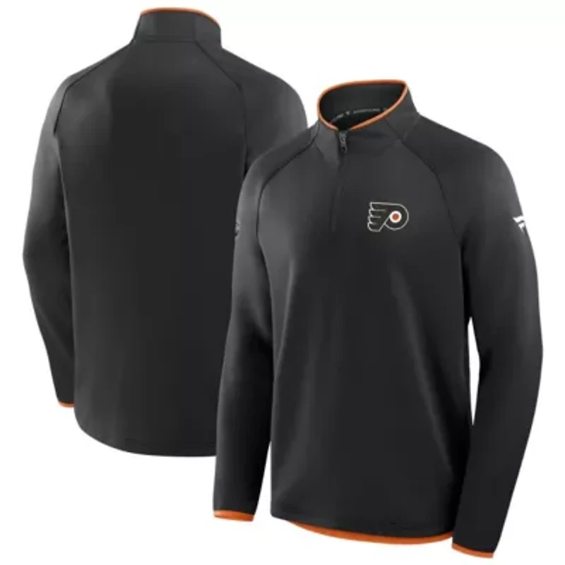 NHL Fanatics Philadelphia Flyers Authentic Pro Rink Raglan Quarter-Zip Pullover