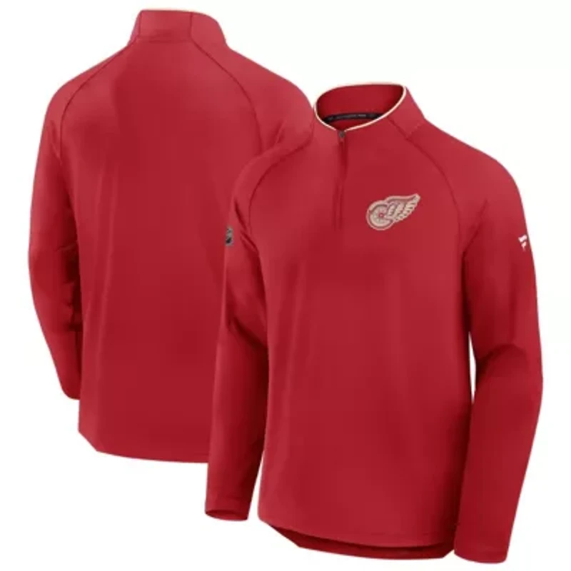 NHL Fanatics Detroit Wings Authentic Pro Rink Training Centennial Raglan Quarter-Zip Pullover