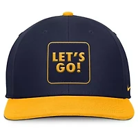NCAA Nike Navy/Gold West Virginia Mountaineers 2025 Sideline Campus Pro Local Snapback Hat