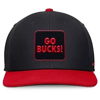 NCAA Nike Black/Scarlet Ohio State Buckeyes 2025 Sideline Campus Pro Local Snapback Hat