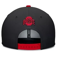 NCAA Nike Black/Scarlet Ohio State Buckeyes 2025 Sideline Campus Pro Local Snapback Hat