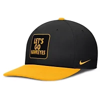 NCAA Nike Black/Gold Iowa Hawkeyes 2025 Sideline Campus Pro Local Snapback Hat