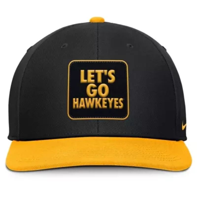 NCAA Nike Black/Gold Iowa Hawkeyes 2025 Sideline Campus Pro Local Snapback Hat