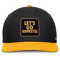 NCAA Nike Black/Gold Iowa Hawkeyes 2025 Sideline Campus Pro Local Snapback Hat