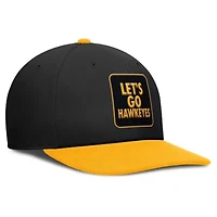 NCAA Nike Black/Gold Iowa Hawkeyes 2025 Sideline Campus Pro Local Snapback Hat