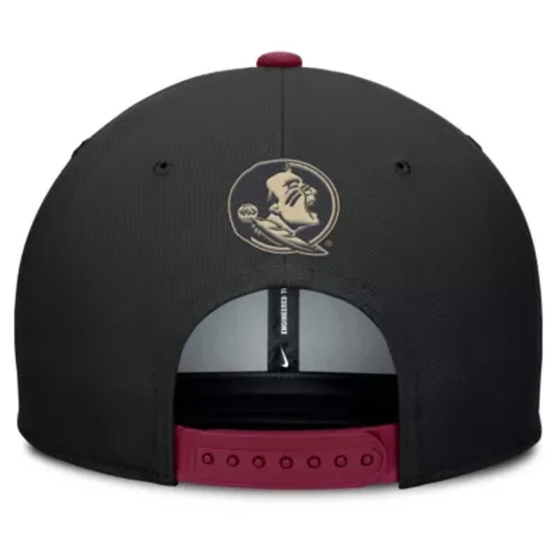NCAA Nike Black/Garnet Florida State Seminoles 2025 Sideline Campus Pro Local Snapback Hat
