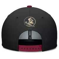 NCAA Nike Black/Garnet Florida State Seminoles 2025 Sideline Campus Pro Local Snapback Hat