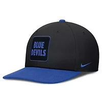 Duke Blue Devils NCAA Nike Black/Royal Duke Devils 2025 Sideline Campus Pro Local Snapback Hat