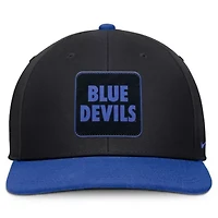 Duke Blue Devils NCAA Nike Black/Royal Duke Devils 2025 Sideline Campus Pro Local Snapback Hat