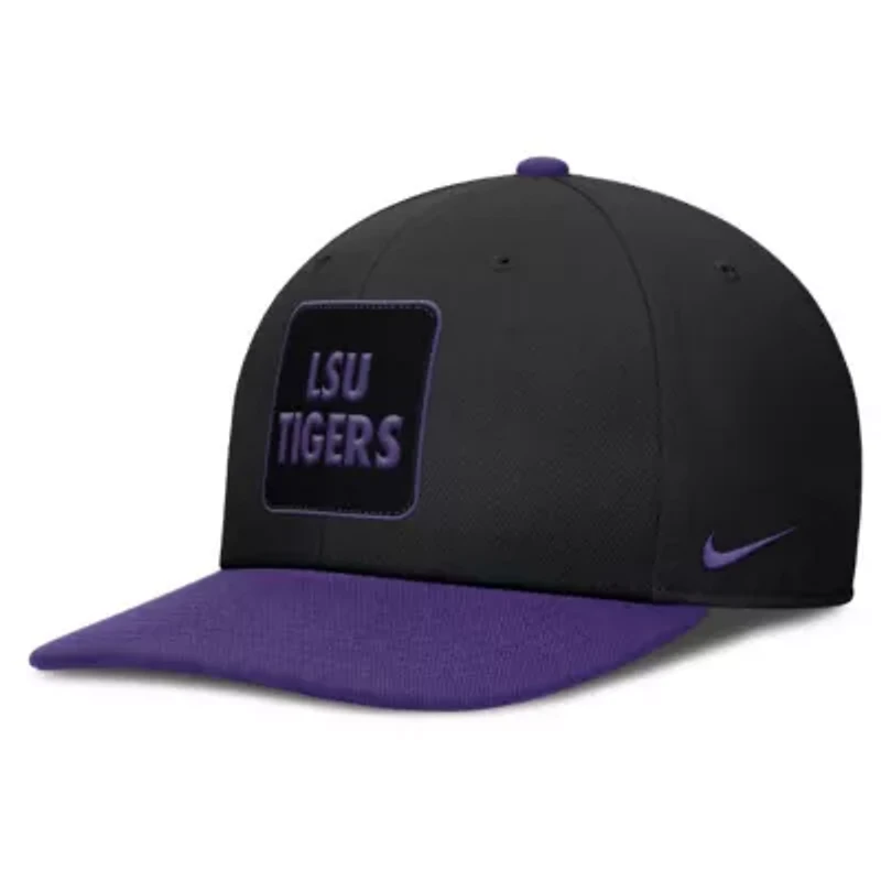 NCAA Nike Black/Purple LSU Tigers 2025 Sideline Campus Pro Local Snapback Hat
