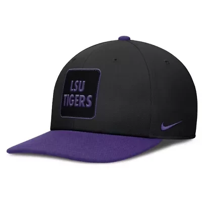 NCAA Nike Black/Purple LSU Tigers 2025 Sideline Campus Pro Local Snapback Hat