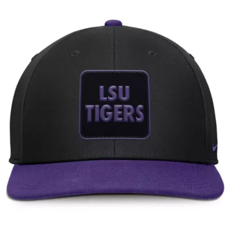 NCAA Nike Black/Purple LSU Tigers 2025 Sideline Campus Pro Local Snapback Hat