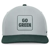 NCAA Nike Gray/Green Michigan State Spartans 2025 Sideline Campus Pro Local Snapback Hat