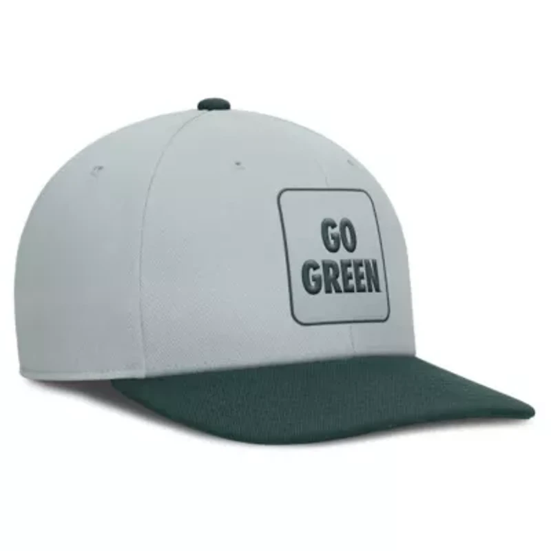NCAA Nike Gray/Green Michigan State Spartans 2025 Sideline Campus Pro Local Snapback Hat