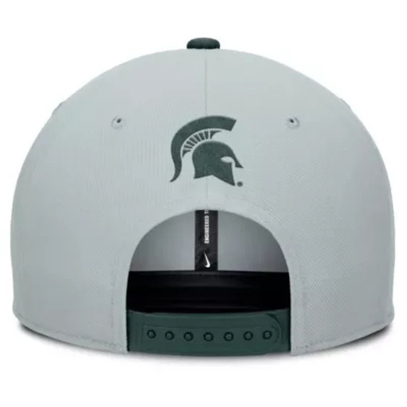 NCAA Nike Gray/Green Michigan State Spartans 2025 Sideline Campus Pro Local Snapback Hat
