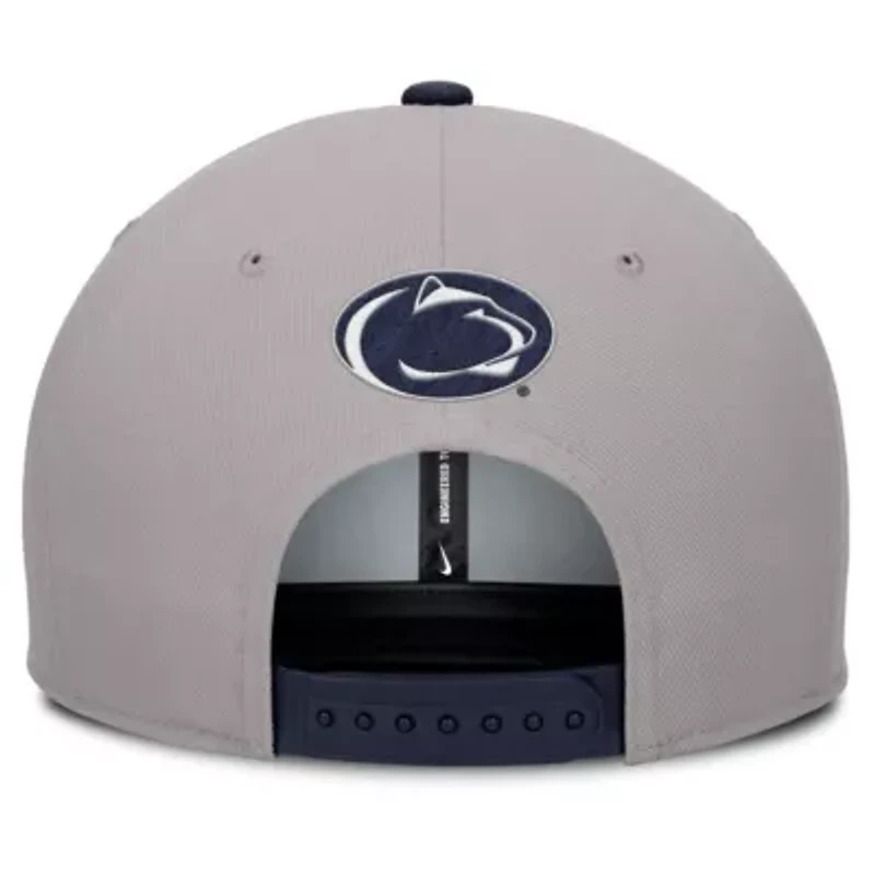 NCAA Nike Gray/Navy Penn State Nittany Lions 2025 Sideline Campus Pro Local Snapback Hat