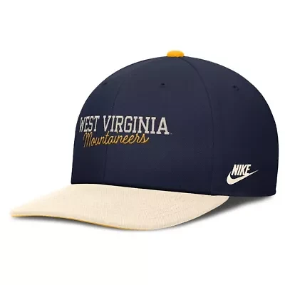 NCAA Nike Navy/Cream West Virginia Mountaineers Pro Legacy Script Snapback Hat