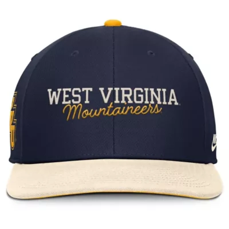 NCAA Nike Navy/Cream West Virginia Mountaineers Pro Legacy Script Snapback Hat