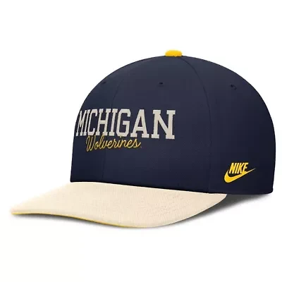 NCAA Nike Navy/Cream Michigan Wolverines Pro Legacy Script Snapback Hat