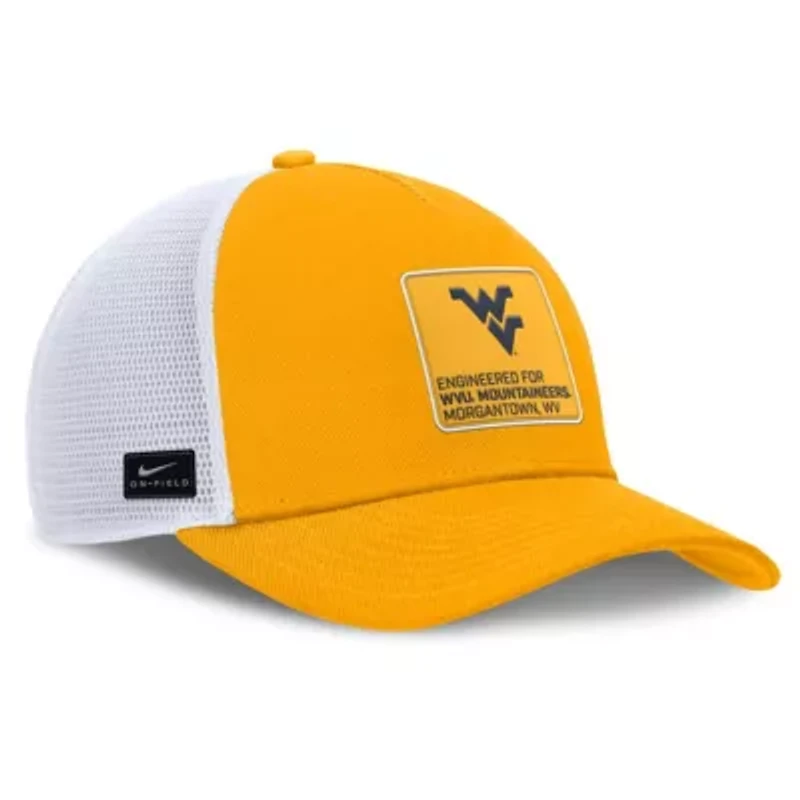NCAA Nike Gold/White West Virginia Mountaineers 2025 On-Field Rise Engineered Trucker Adjustable Hat