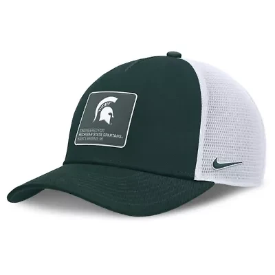 NCAA Nike Forest Green/White Michigan State Spartans 2025 On-Field Rise Engineered Trucker Adjustable Hat