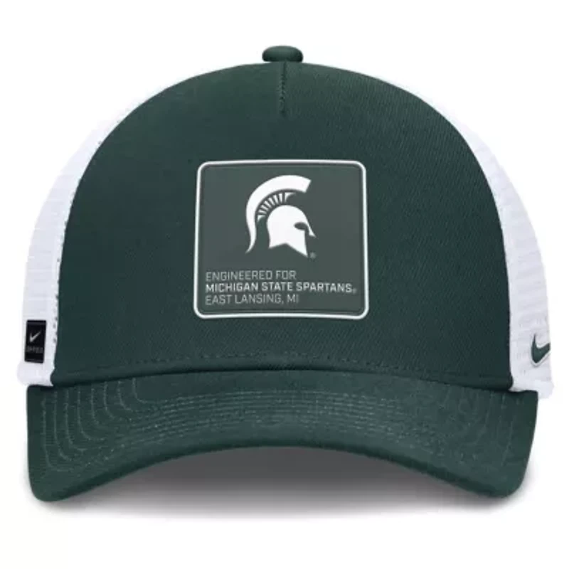 NCAA Nike Forest Green/White Michigan State Spartans 2025 On-Field Rise Engineered Trucker Adjustable Hat