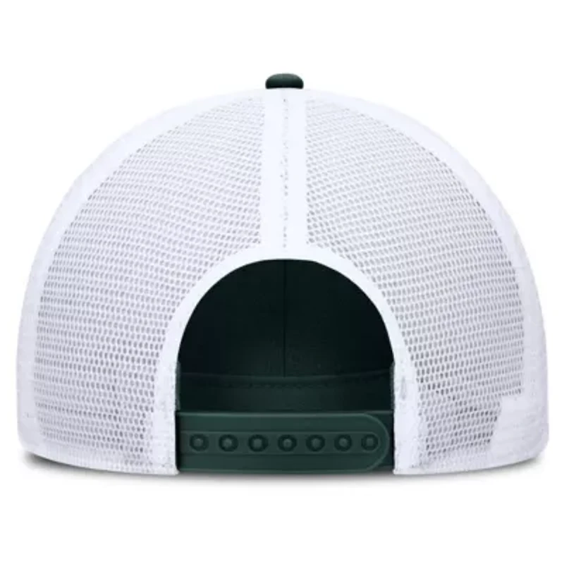 NCAA Nike Forest Green/White Michigan State Spartans 2025 On-Field Rise Engineered Trucker Adjustable Hat