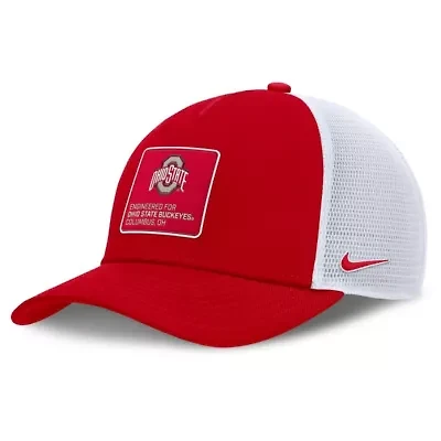 NCAA Nike Scarlet/White Ohio State Buckeyes 2025 On-Field Rise Engineered Trucker Adjustable Hat