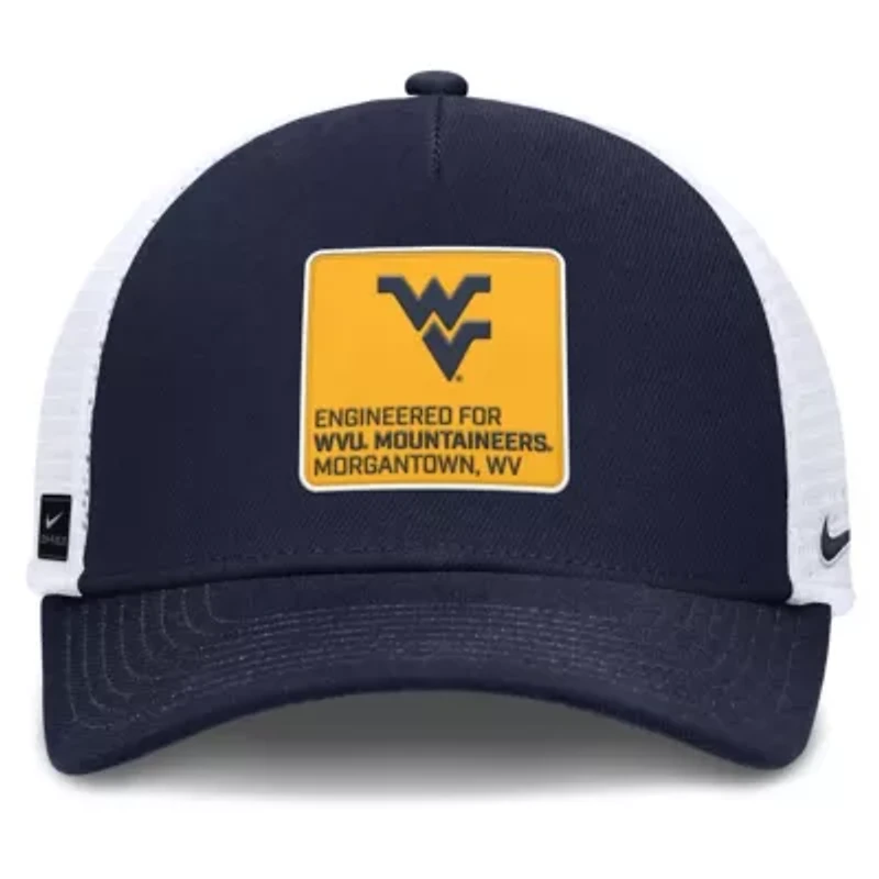 NCAA Nike Navy/White West Virginia Mountaineers 2025 On-Field Rise Engineered Trucker Adjustable Hat