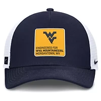 NCAA Nike Navy/White West Virginia Mountaineers 2025 On-Field Rise Engineered Trucker Adjustable Hat