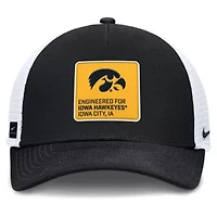 NCAA Nike Black/White Iowa Hawkeyes 2025 On-Field Rise Engineered Trucker Adjustable Hat