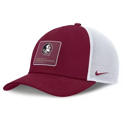 NCAA Nike Garnet/White Florida State Seminoles 2025 On-Field Rise Engineered Trucker Adjustable Hat