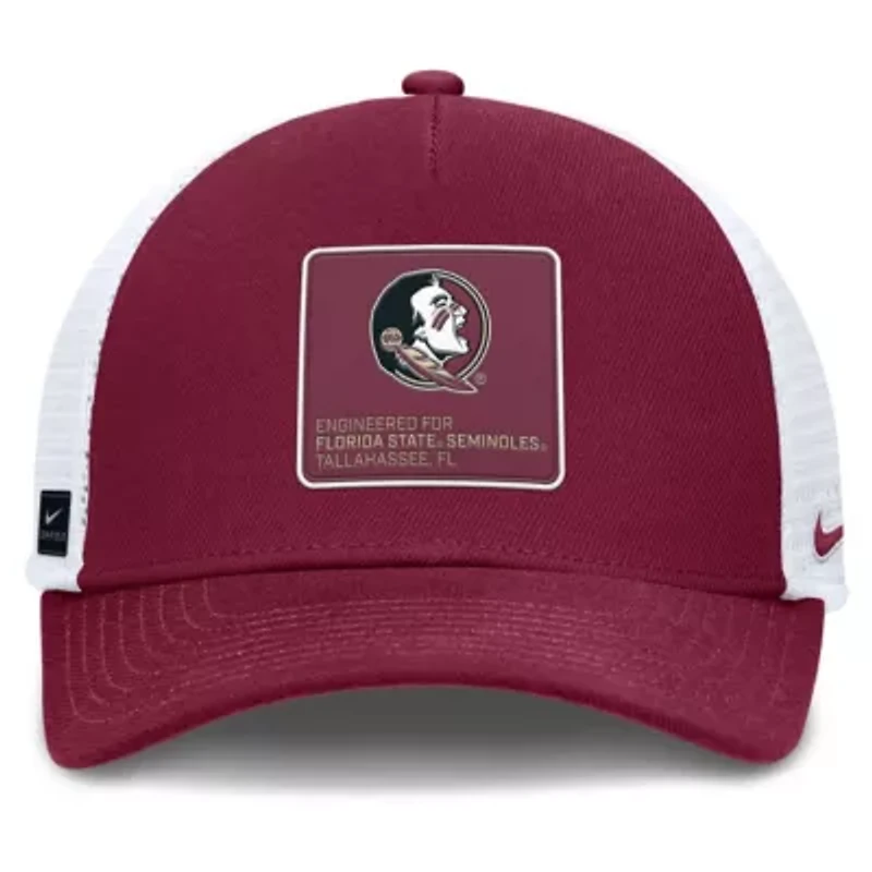 NCAA Nike Garnet/White Florida State Seminoles 2025 On-Field Rise Engineered Trucker Adjustable Hat