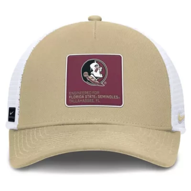 NCAA Nike Gold/White Florida State Seminoles 2025 On-Field Rise Engineered Trucker Adjustable Hat