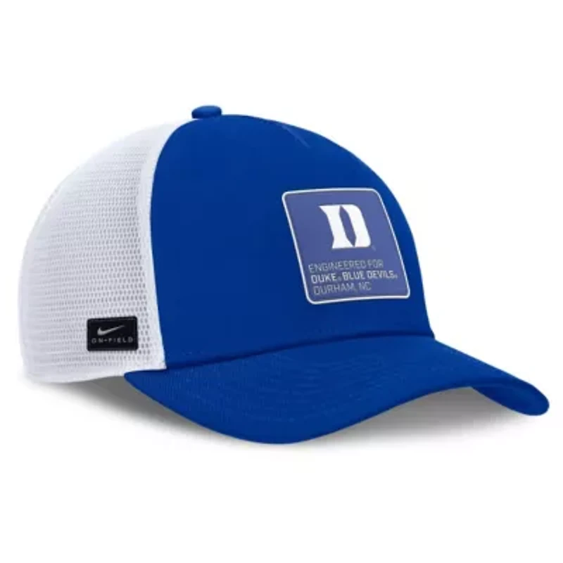 Duke Blue Devils NCAA Nike Royal/White Duke Devils 2025 On-Field Rise Engineered Trucker Adjustable Hat