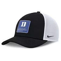 Duke Blue Devils NCAA Nike Black/White Duke Devils 2025 On-Field Rise Engineered Trucker Adjustable Hat