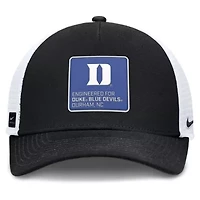 Duke Blue Devils NCAA Nike Black/White Duke Devils 2025 On-Field Rise Engineered Trucker Adjustable Hat
