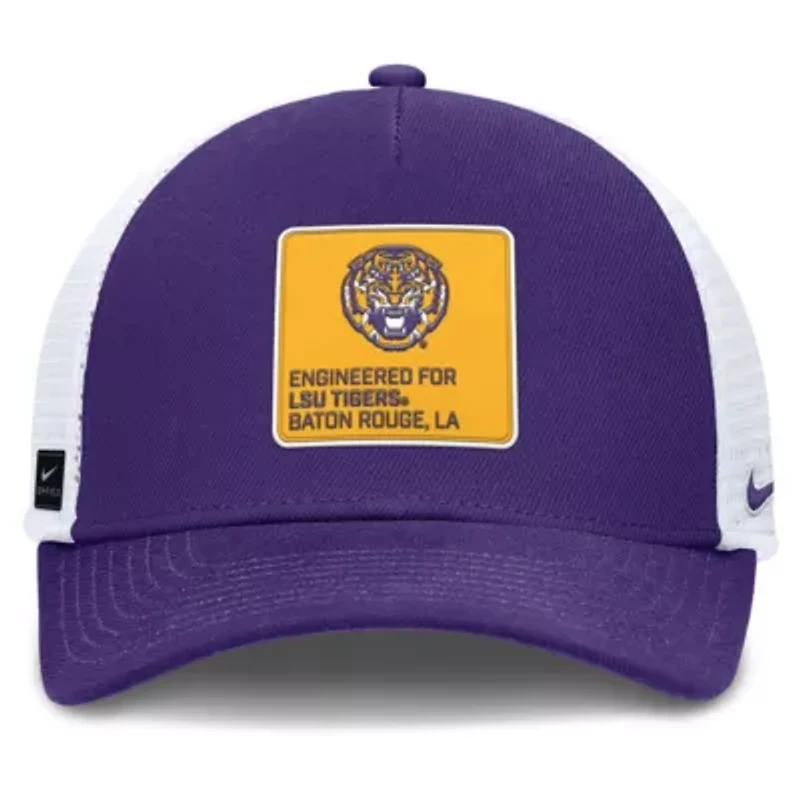 NCAA Nike Purple/White LSU Tigers 2025 On-Field Rise Engineered Trucker Adjustable Hat