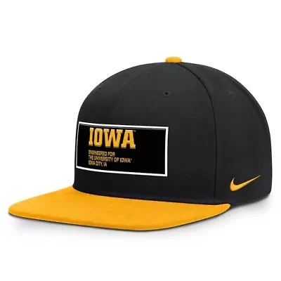 NCAA Nike Black/Gold Iowa Hawkeyes 2025 On-Field Patch Pro Dri-FIT Snapback Hat