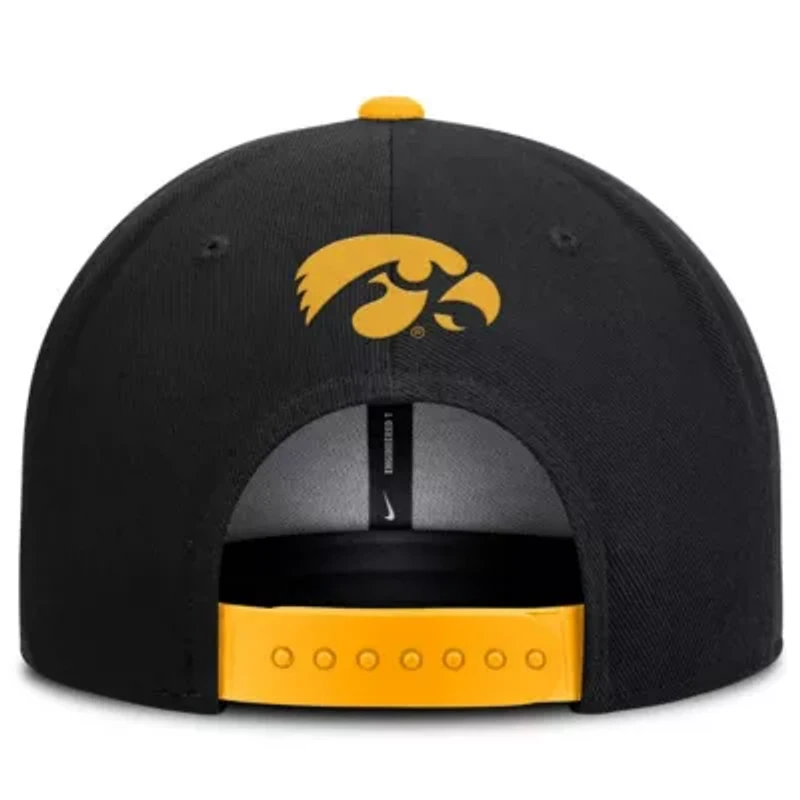 NCAA Nike Black/Gold Iowa Hawkeyes 2025 On-Field Patch Pro Dri-FIT Snapback Hat