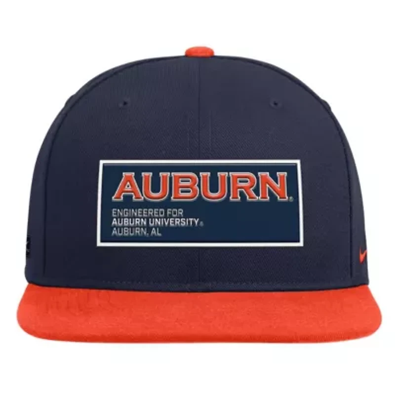 NCAA Nike Navy/Orange Auburn Tigers 2025 On-Field Patch Pro Dri-FIT Snapback Hat