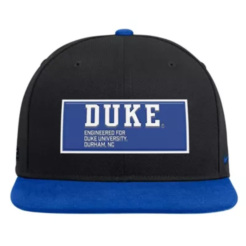 Duke Blue Devils NCAA Nike Black/Royal Duke Devils 2025 On-Field Patch Pro Dri-FIT Snapback Hat