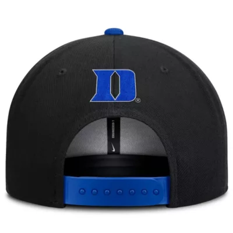 Duke Blue Devils NCAA Nike Black/Royal Duke Devils 2025 On-Field Patch Pro Dri-FIT Snapback Hat
